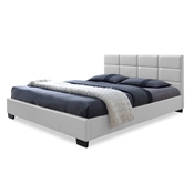 Baxton Studio Vivaldi Modern and Contemporary White Faux Leather Padded Platform Base Queen Size Bed Frame